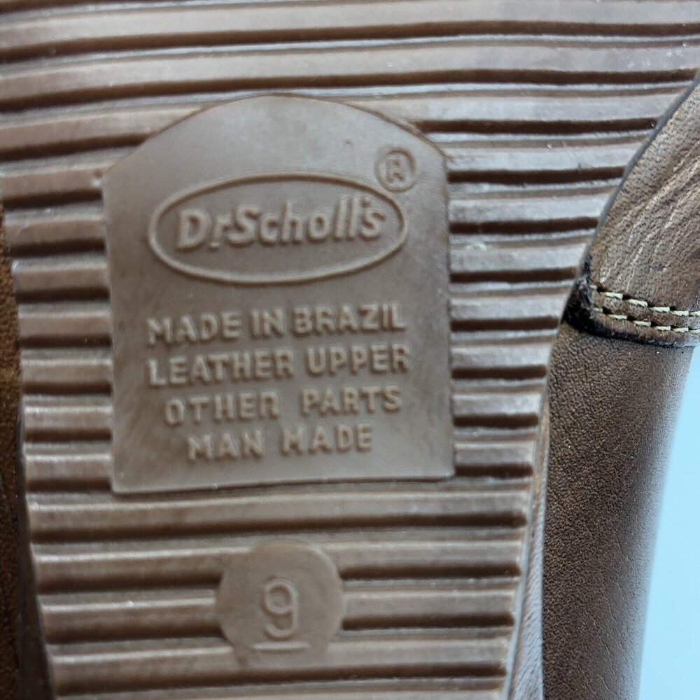 Dr Scholls brown leather embroidered slip on pumps kitten heel sz 9 - Picture 8 of 11